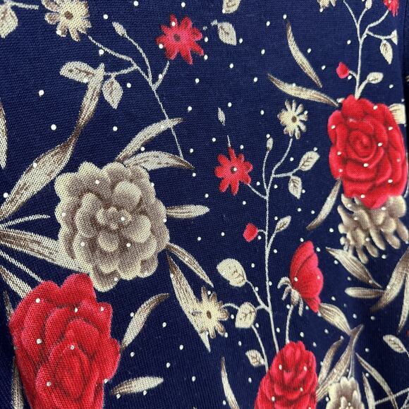 Rebecca Malone Moody Floral Sweater L Lightweight Pullover Studded Soft Vintage - Picture 7 of 14